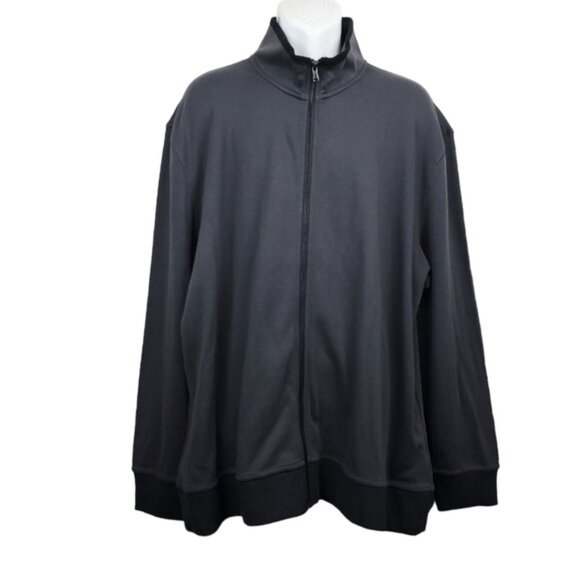 Robert Graham Other - Robert Graham Mens Breck Charcoal Grey Black Full Zip Sweatshirt Size 4XL NWT